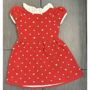 Janie And Jack Disney Minnie Mouse Dot Dress Size 4 Red/White Cotton